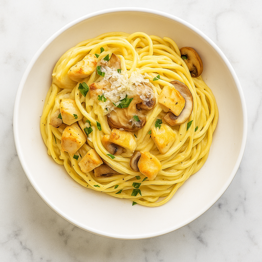 Smoked Chicken and Mushroom Carbonara